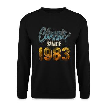 1983 Année de naissance Anniversaire Année de construction Millésime - Sweat-shirt Unisexe - noir - Devant - Alina (178cm) & Michal (187cm)