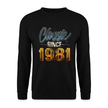 1981 Année de naissance Anniversaire Année de construction Millésime - Sweat-shirt Unisexe - noir - Devant - Alina (178cm) & Michal (187cm)