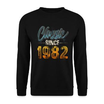1982 Année de naissance Anniversaire Année de construction Millésime - Sweat-shirt Unisexe - noir - Devant - Alina (178cm) & Michal (187cm)