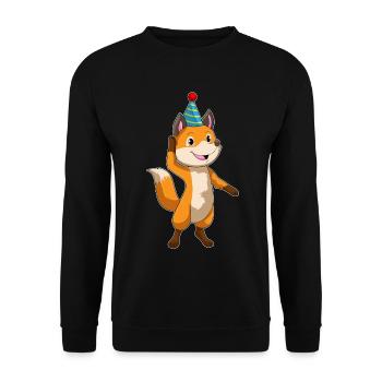 Fox Birthday Party Hat - Unisex Sweatshirt - black - Front - Alina (178cm) & Michal (187cm)