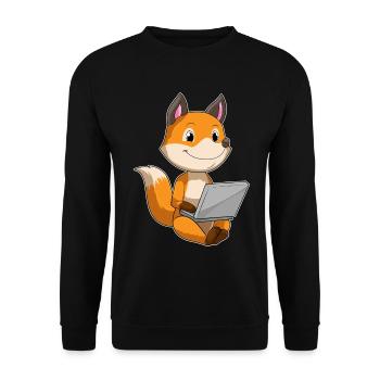 Fox Laptop - Unisex Sweatshirt - black - Front - Alina (178cm) & Michal (187cm)