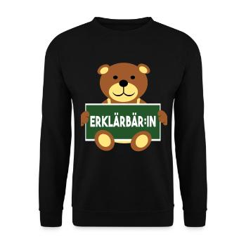 Erklärbär Erklärbär:in - Unisex Pullover - Schwarz - Vorne - Alina (178cm) & Michal (187cm)