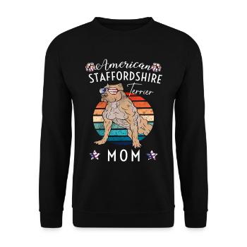 American Staffordshire Mom Retro - Unisex Sweatshirt - black - Front - Alina (178cm) & Michal (187cm)