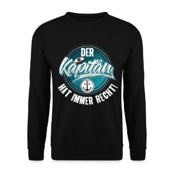 Kapitän Motorboot Segeln Boot Schiff - Unisex Pullover - Schwarz - Vorne - Alina (178cm) & Michal (187cm)