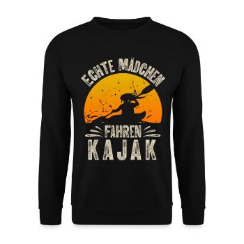 Kajak Kajakfahrerin - Unisex Pullover - Schwarz - Vorne - Alina (178cm) & Michal (187cm)