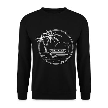 Kanu Kanufahrer Kanufahren Motiv Sonnenuntergang - Unisex Pullover - Schwarz - Vorne - Alina (178cm) & Michal (187cm)