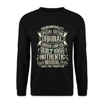 1966 Geboren Geburtstag Retro Vintage - Unisex Pullover - Schwarz - Vorne - Alina (178cm) & Michal (187cm)