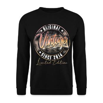 2014 Geburtsjahr Geburtstag Vintage - Unisex Pullover - Schwarz - Vorne - Alina (178cm) & Michal (187cm)