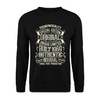 1969 Geboren Geburtstag Retro Vintage - Unisex Pullover - Schwarz - Vorne - Alina (178cm) & Michal (187cm)