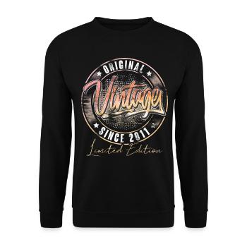 2011 Geburtsjahr Geburtstag Vintage - Unisex Pullover - Schwarz - Vorne - Alina (178cm) & Michal (187cm)