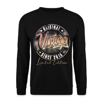 2015 Année de naissance Anniversaire Vintage - Sweat-shirt Unisexe - noir - Devant - Alina (178cm) & Michal (187cm)