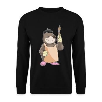 Peinture au pinceau du Peintre Taupe - Sweat-shirt Unisexe - noir - Devant - Alina (178cm) & Michal (187cm)