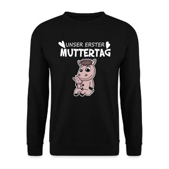 Muttertag - erster Muttertag Geschenk - Unisex Pullover - Schwarz - Vorne - Alina (178cm) & Michal (187cm)