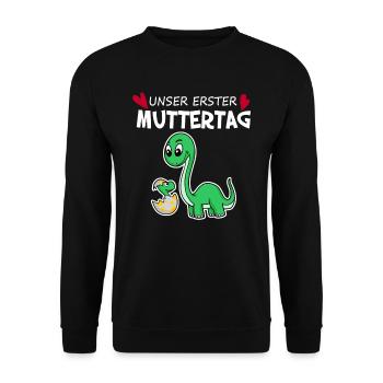 Muttertag - erster Muttertag Geschenk - Unisex Pullover - Schwarz - Vorne - Alina (178cm) & Michal (187cm)
