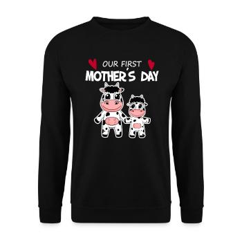 Muttertag - erster Muttertag Geschenk - Unisex Pullover - Schwarz - Vorne - Alina (178cm) & Michal (187cm)