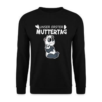 Muttertag - erster Muttertag Geschenk - Unisex Pullover - Schwarz - Vorne - Alina (178cm) & Michal (187cm)