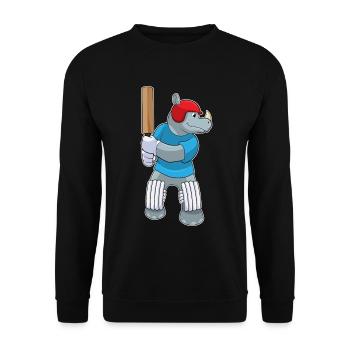 Nashorn Cricket Cricketschläger - Unisex Pullover - Schwarz - Vorne - Alina (178cm) & Michal (187cm)