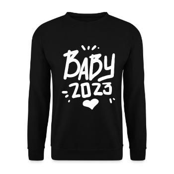 Grossesse Bébé enceinte 2023 - Sweat-shirt Unisexe - noir - Devant - Alina (178cm) & Michal (187cm)