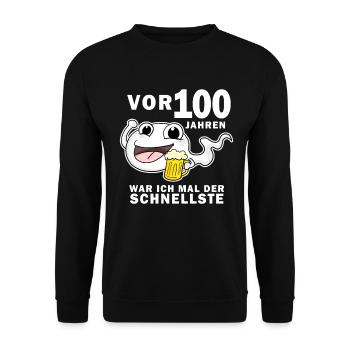 100 Jahre - 100. Geburtstag lustig Spruch - Unisex Pullover - Schwarz - Vorne - Alina (178cm) & Michal (187cm)