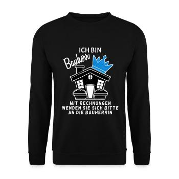 Bauherr Hausbau Baustelle Richtfest Geschenk - Unisex Pullover - Schwarz - Vorne - Alina (178cm) & Michal (187cm)
