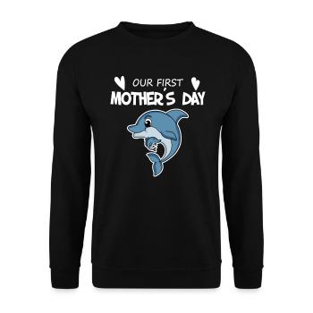 Cadeau de fête des mères - Notre première fête des mères - Sweat-shirt Unisexe - noir - Devant - Alina (178cm) & Michal (187cm)