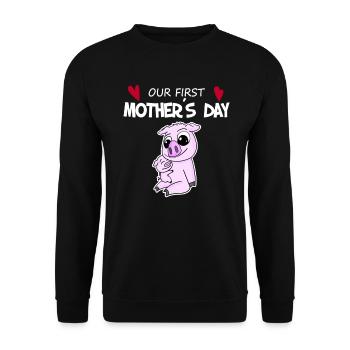 Cadeau de fête des mères - Notre première fête des mères - Sweat-shirt Unisexe - noir - Devant - Alina (178cm) & Michal (187cm)