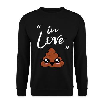 I Love Kacken niedlicher scheißhaufen - Unisex Pullover - Schwarz - Vorne - Alina (178cm) & Michal (187cm)