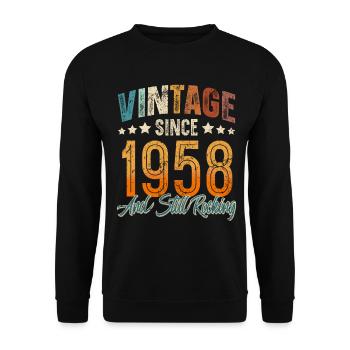 1958 Geburtsjahr Geburtstag Baujahr Vintage - Unisex Pullover - Schwarz - Vorne - Alina (178cm) & Michal (187cm)