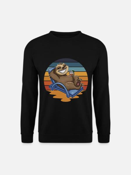 Faultier Urlauber Urlaub - Unisex Pullover - Schwarz