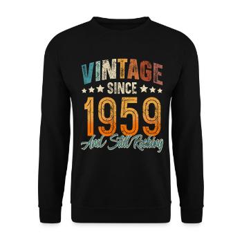 1959 Geburtsjahr Geburtstag Baujahr Vintage - Unisex Pullover - Schwarz - Vorne - Alina (178cm) & Michal (187cm)