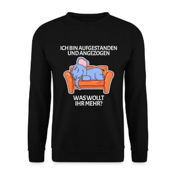Aufgestanden und angezogen - für faule Menschen - Unisex Pullover - Schwarz - Vorne - Alina (178cm) & Michal (187cm)