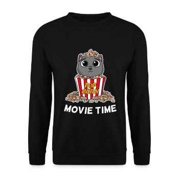 Soirée Cinéma Soirée Cinéma Cinéma British Shorthair - Sweat-shirt Unisexe - noir - Devant - Alina (178cm) & Michal (187cm)