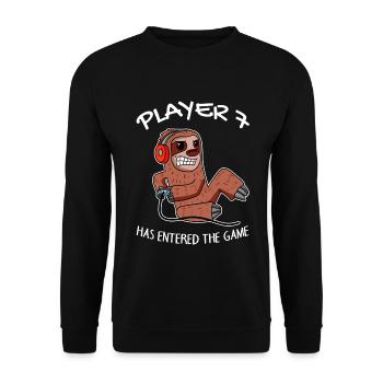Spieler 7 hat das Spiel Betreten Baby - Unisex Pullover - Schwarz - Vorne - Alina (178cm) & Michal (187cm)