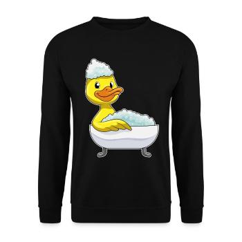 Duck Bathing Bathtub - Unisex Sweatshirt - black - Front - Alina (178cm) & Michal (187cm)
