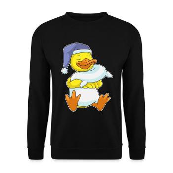 Ente Schlafen Kissen - Unisex Pullover - Schwarz - Vorne - Alina (178cm) & Michal (187cm)