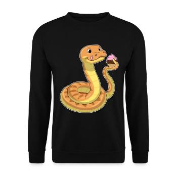 Schlange Muffin - Unisex Pullover - Schwarz - Vorne - Alina (178cm) & Michal (187cm)