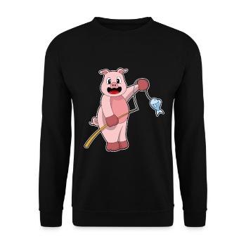 Pêche au poisson pêcheur cochon - Sweat-shirt Unisexe - noir - Devant - Alina (178cm) & Michal (187cm)