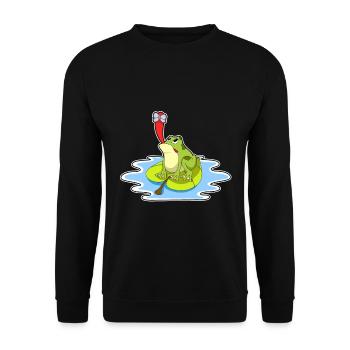 Lustiger Frosch  - Unisex Pullover - Schwarz - Vorne - Alina (178cm) & Michal (187cm)