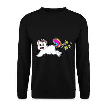Katze Einhorn - Unisex Pullover - Schwarz - Vorne - Alina (178cm) & Michal (187cm)