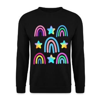 arc-en-ciel coloré et étoiles - Sweat-shirt Unisexe - noir - Devant - Alina (178cm) & Michal (187cm)