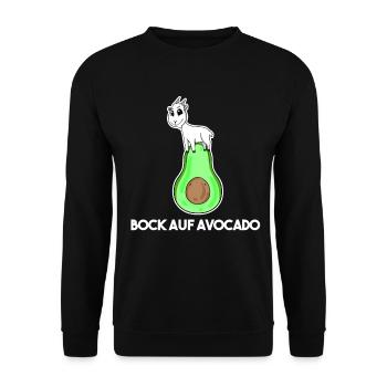 Bock auf Avocado - Ziege Ziegenbock - Unisex Pullover - Schwarz - Vorne - Alina (178cm) & Michal (187cm)