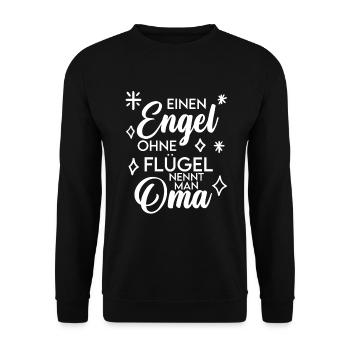 Oma Engel Spruch - Unisex Pullover - Schwarz - Vorne - Alina (178cm) & Michal (187cm)