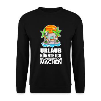 Strandraub Urlaub Reise Strand Urlaubsziel - Unisex Pullover - Schwarz - Vorne - Alina (178cm) & Michal (187cm)