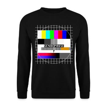 Testbild Sendepause 80er 90er Jahre Party Kostüm - Unisex Pullover - Schwarz - Vorne - Alina (178cm) & Michal (187cm)