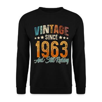 1963 Year of birth Birthday Year of construction Vintage - Unisex Sweatshirt - black - Front - Alina (178cm) & Michal (187cm)