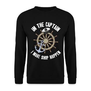 Capitaine Voilier Bateau à moteur Bateau Marin - Sweat-shirt Unisexe - noir - Devant - Alina (178cm) & Michal (187cm)