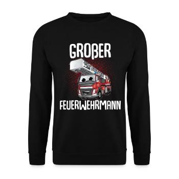Großer Bruder Großer Feuerwehrmann - Unisex Pullover - Schwarz - Vorne - Alina (178cm) & Michal (187cm)