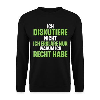Ich Diskutiere Nicht Ich Erkläre Nur Warum Ich - Unisex Pullover - Schwarz - Vorne - Alina (178cm) & Michal (187cm)