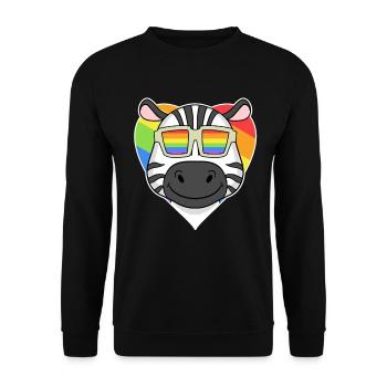 LGBT Animal Zebra Rainbow Heart - Unisex Sweatshirt - black - Front - Alina (178cm) & Michal (187cm)