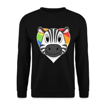 LGBT Animal Zebra Rainbow Heart - Unisex Sweatshirt - black - Front - Alina (178cm) & Michal (187cm)